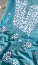 将图像加载到图库查看器中, Simran Women's Lakhnavi Handcrafted Modal Cotton Chikankari Unstitched Kurti Fabric - HONC0261070