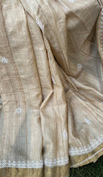 Load image into Gallery viewer, Women's Lakhnavi Handcrafted Munga Silk Chikankari Saree - HONC0265006