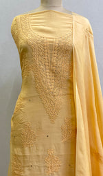 将图像加载到图库查看器中, Women's Lucknowi Handcrafted Muslin Chikankari Suit Material - HONC0172460