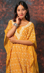 将图像加载到图库查看器中, Rabia Women's Lucknowi Handcrafted Mul chanderi Chikankari Kaftan - HONC0312013