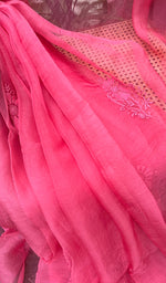 将图像加载到图库查看器中, Ishq Women's Lucknowi Handcrafted Pure Organza Silk Chikankari SAREE - HONC0273031