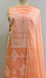 将图像加载到图库查看器中, Women's Lakhnavi Handcrafted Cotton Chikankari Suit Material- HONC0152423