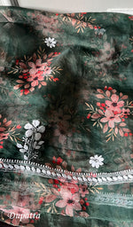 将图像加载到图库查看器中, Women's Lakhnavi Handcrafted Organza Chikankari Unstitched Kurta And Dupatta Set - HONC0268874