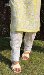 Load image into Gallery viewer, Women's Lucknowi Handcrafted Modal Cotton Afghani Chikankari Pant - HONC0226040