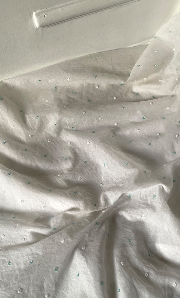 Amisha Women's Lakhnavi Handcrafted Mul Chanderi Unstitched Kurta And Dupatta Set - HONC0319470