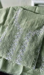Load image into Gallery viewer, Saziya Women's Lakhnavi Handcrafted Mul Chanderi Semi - Stitched Kurta And Dupatta Set - HONC0253604