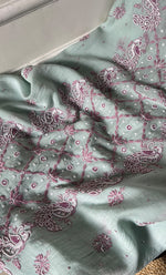 Load image into Gallery viewer, Firdauz Women's Lakhnavi Handcrafted Mul Chanderi Unstitched Kurta And Dupatta Set - HONC0302268