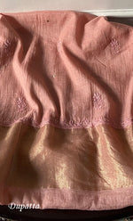 Load image into Gallery viewer, Women's Lakhnavi Handcrafted Mul Chanderi Unstitched Chikankari Full Suit Material - HONC0324500