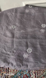 Load image into Gallery viewer, Women's Lakhnavi Handcrafted Pure Organza Chikankari Unstitched Kurta And Dupatta Set- HONC0335082