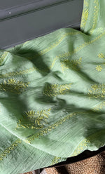 Load image into Gallery viewer, Women's Lakhnavi Handcrafted Mul Chanderi Semi - Stitched Anarkali And Dupatta Set - HONC0282400