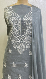 Load image into Gallery viewer, Women's Lakhnavi Handcrafted Cotton Chikankari Suit Materia- HONC157382