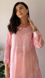 将图像加载到图库查看器中, Jiya Women's Lakhnavi Handcrafted Muslin Chikankari Kurti - HONC0367883