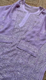 将图像加载到图库查看器中, Women's Lakhnavi Handcrafted Viscose Georgette Chikankari Kurti- HONC0276122