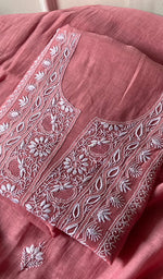 Load image into Gallery viewer, Nushrat Women's Lakhnavi Handcrafted Mul Chanderi Unstitched Kurta And Dupatta Set - HONC0247977