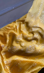 将图像加载到图库查看器中, Women's Lakhnavi Handcrafted Mul Chanderi Semi - Stitched Kurta And Dupatta Set - HONC0308714