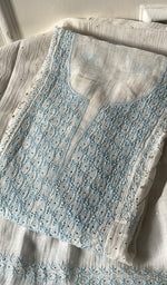 Load image into Gallery viewer, Kashish Women's Lakhnavi Handcrafted Mul Chanderi Chikankari Semi - Stitched Kurta Dupatta Set - HONC0252784