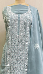 Load image into Gallery viewer, Chavi Women's Lakhnavi Handcrafted Cotton Chikankari Kurta And Dupatta Set- HONC0212209