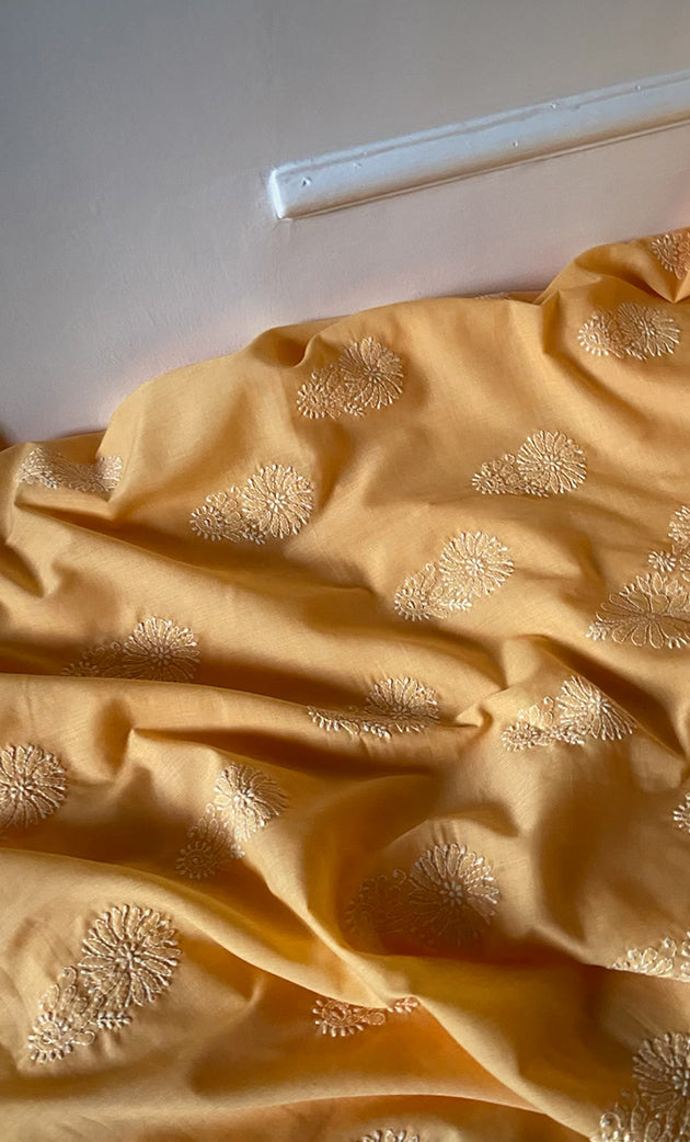 Women's Lakhnavi Handcrafted Unstitched Cotton Chikankari Suit Material - HONC0275097