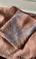 将图像加载到图库查看器中, Khushboo Women's Lakhnavi Handcrafted Pure Organza Chikankari Unstitched Kurta And Dupatta Set- HONC0