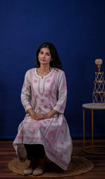 Load image into Gallery viewer, Divya Women's Lucknowi Handcrafted Cotton Chikankari Kurti - HONC0213372