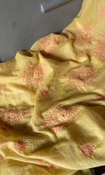 Load image into Gallery viewer, Women's Lakhnavi Handcrafted Mul Chanderi Unstitched Kurta And Dupatta Set- HONC0282368