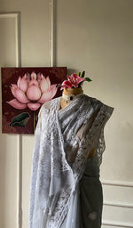 Load image into Gallery viewer, Women's Lucknowi Handcrafted Faux-Georgette Chikankari Saree - HONC0348740