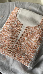 Load image into Gallery viewer, Women's Lucknowi Handcrafted Muslin Chikankari Unstitched Suit Material - HONC0243933