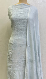 Load image into Gallery viewer, Women's Lucknowi Handcrafted Muslin Chikankari Suit Material - HONC0121058