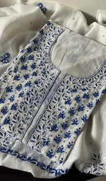 将图像加载到图库查看器中, Saziya Women's Lakhnavi Handcrafted Mul Chanderi Semi - Stitched Kurta And Dupatta Set - HONC0253591