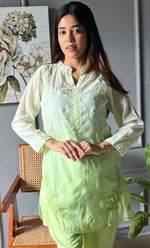 Load image into Gallery viewer, Rashida Women's Lakhnavi Handcrafted Muslin Chikankari Kurta And Pant Set - HONC0290984