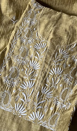 Load image into Gallery viewer, Women's Lakhnavi Handcrafted Linen Cotton Semi -Stitched Anarkali And Dupatta Set - HONC0246477