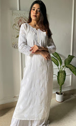 Load image into Gallery viewer, Women's Lucknowi Handcrafted Cotton Chikankari Kurti - HONC0303057