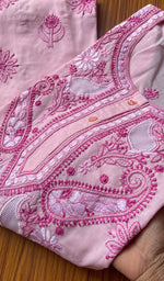 将图像加载到图库查看器中, Women's Lakhnavi Handcrafted Cotton Chikankari Kurti - HONC0167635