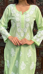 Load image into Gallery viewer, Green Lucknowi Chikankari kurtas for women