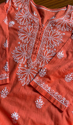 将图像加载到图库查看器中, Women's Lucknowi Handcrafted Cotton Chikankari Kurti - HONC0300995