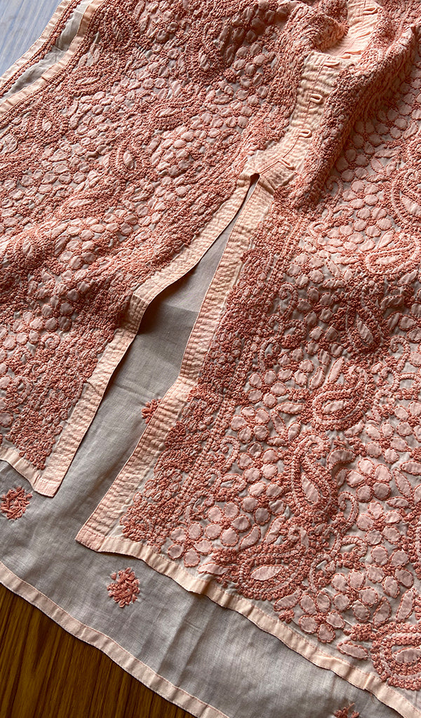 Women's Lakhnavi Handcrafted Cotton Chikankari Kurti - HONC058524
