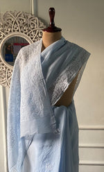Load image into Gallery viewer, Women's Lakhnavi Handcrafted Cotton Chikankari Saree - HONC0317299