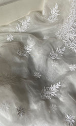 将图像加载到图库查看器中, Women's Lakhnavi Handcrafted Organza Chikankari Unstitched Kurta and Dupatta set- HONC0249873