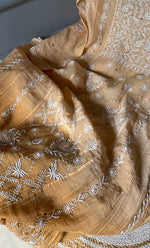 Load image into Gallery viewer, Women's Lakhnavi Handcrafted Mul chanderi Semi -Stitched Kurta And Dupatta Set - HONC0284743