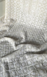 将图像加载到图库查看器中, Lucknowi Handcrafted Pure Silk Georgette Chikankari Unstitched Men's Kurta Fabric - HONC0313303