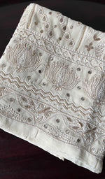 将图像加载到图库查看器中, Saima Women's Lakhnavi Handcrafted Pure Silk Georgette Chikankari  Kurti Fabric - HONC0229271