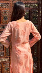 Load image into Gallery viewer, Masooma Women's Lucknowi Handcrafted Chanderi Chikankari Kurti - HONC0258062