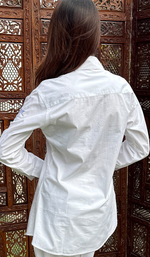Women's Lakhnavi Handcrafted Cotton Chikankari Top And Palazzo Set - HONC0267510