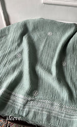 Load image into Gallery viewer, Women's Lakhnavi Handcrafted Mul Chanderi Semi - stitched Chikankari Full Suit Material - HONC0333491