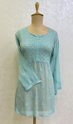 Load image into Gallery viewer, Women's Lucknowi Handcrafted Viscose Georgette Chikankari Top - HONC0152251