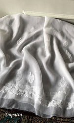 Load image into Gallery viewer, Laila Women's Lucknowi Handcrafted Faux-Georgette Chikankari Suit Material - HONC0319925