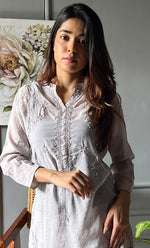 Load image into Gallery viewer, Rashida Women's Lakhnavi Handcrafted Muslin Chikankari Kurta And Pant Set - HONC0300555