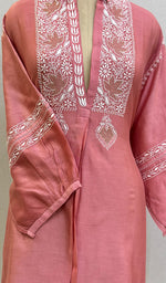 将图像加载到图库查看器中, Fiza Women's Lakhnavi Handcrafted Chanderi Silk Semi- Stiched Chikankari Top - HONC0227626