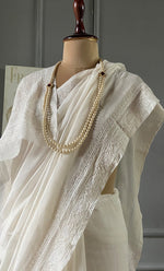 Load image into Gallery viewer, Women's Lakhnavi Handcrafted Mul Chanderi Chikankari Saree - HONC0301810
