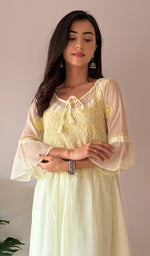 将图像加载到图库查看器中, Aadab Women's Lucknowi Handcrafted Faux-Georgette Chikankari Anarkali Dress - NC038930